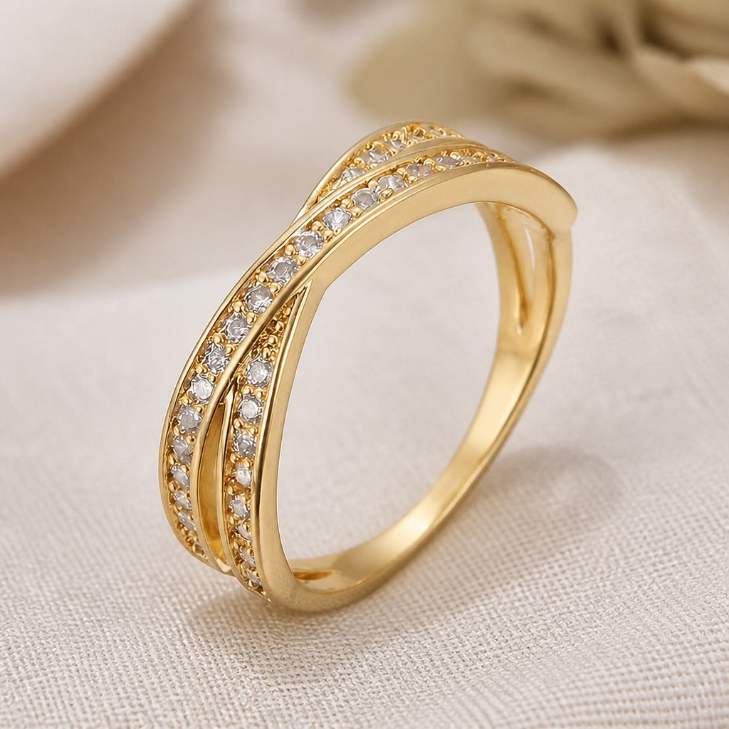 Radiant Cross Zircon Gold Ring