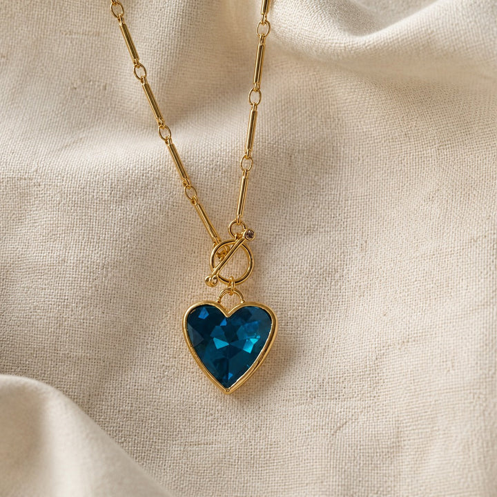 Blue Sapphire Heart Pendant Necklace