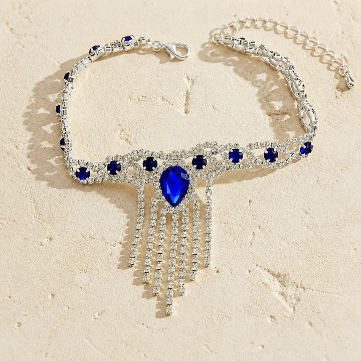 Blue Tassel Crystal Anklet