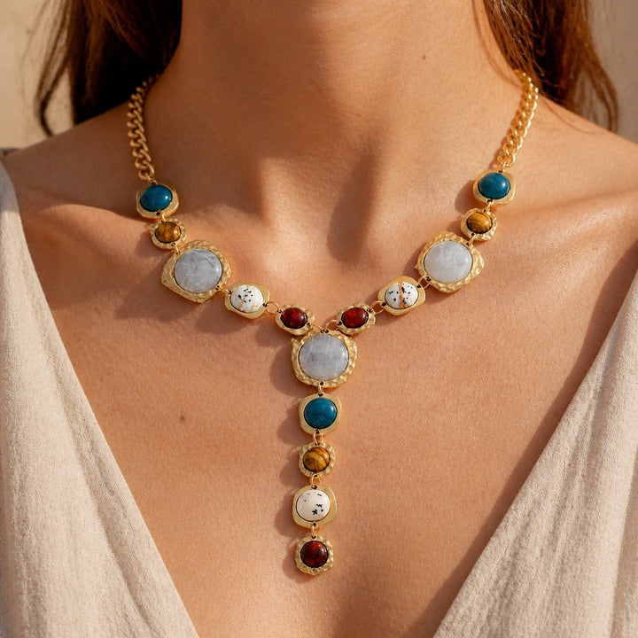 Boho Geometric Stone Charm Necklace