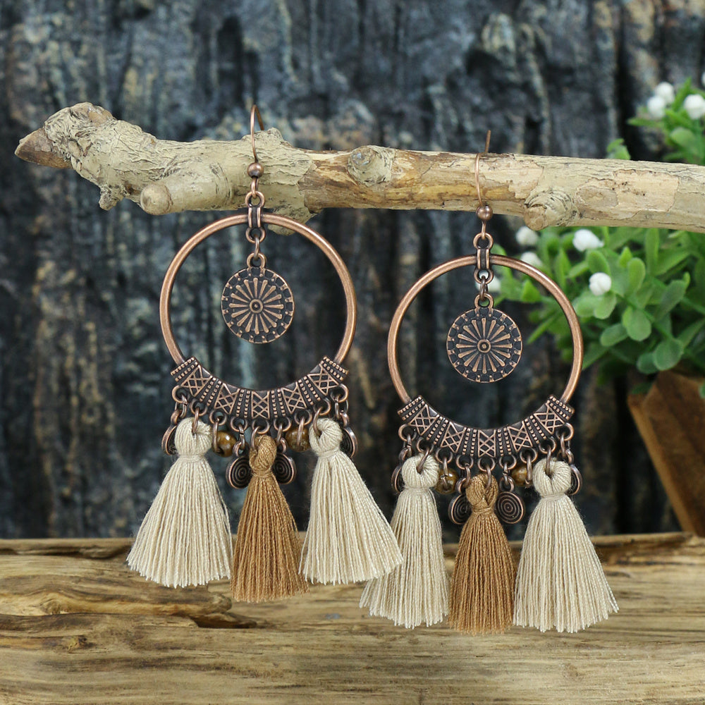 Boho Two-Tone Tassel Earrings