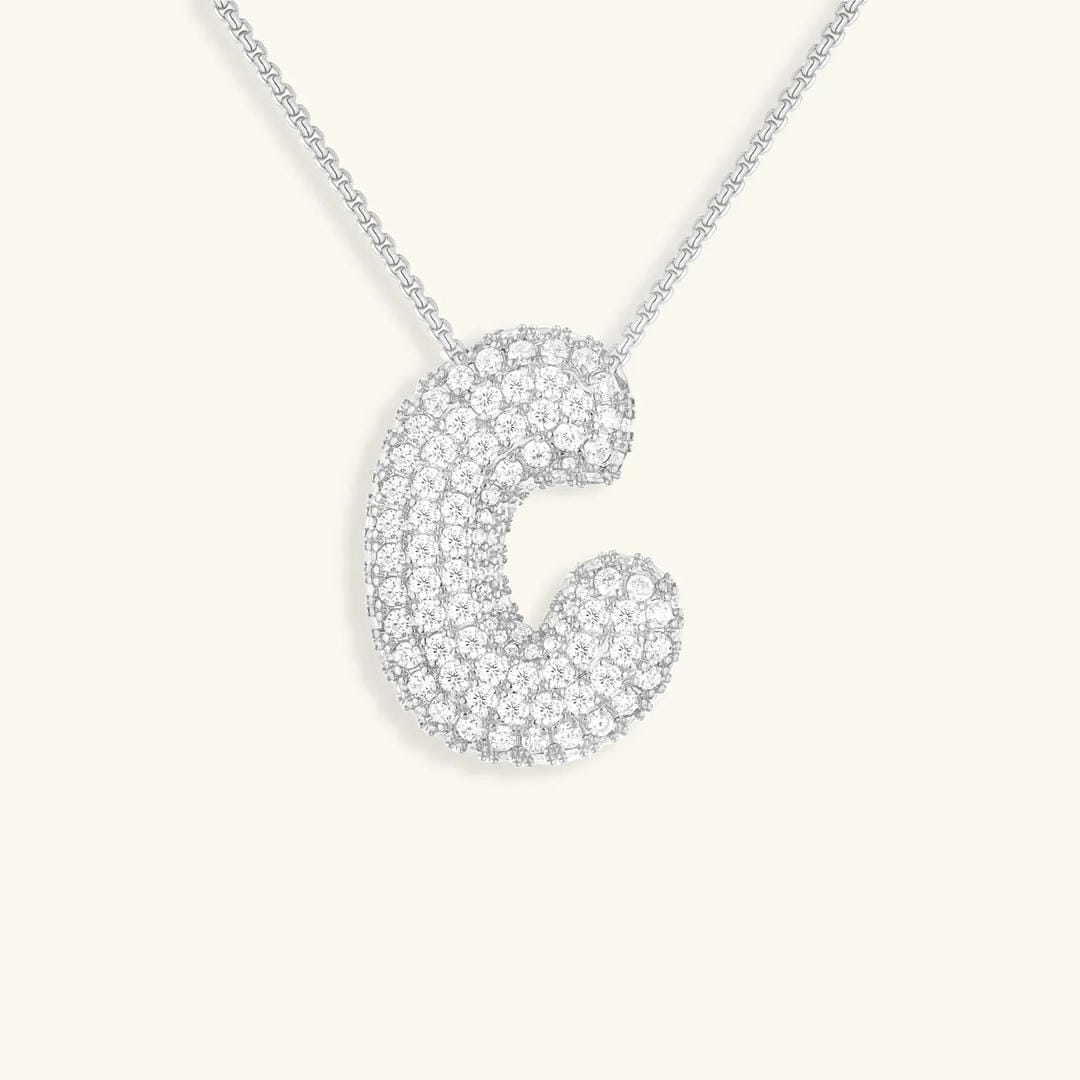 Bubble Initial Crystals Necklace
