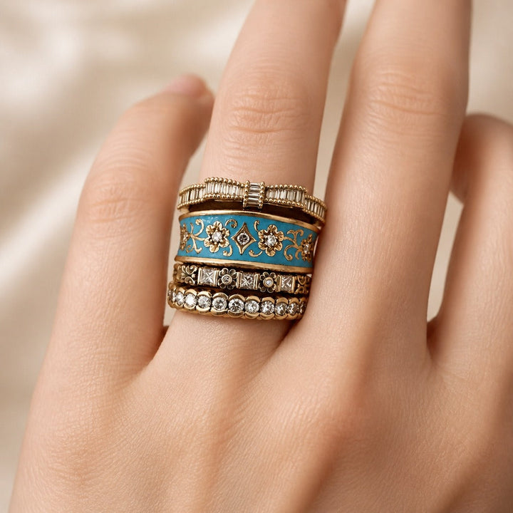 Carved Zirconia Ring Set