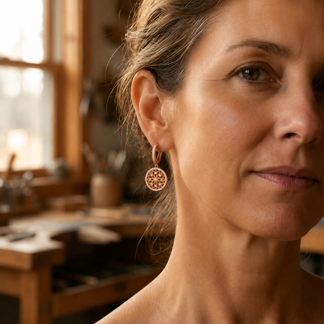 Pearl Mandala Copper Earrings