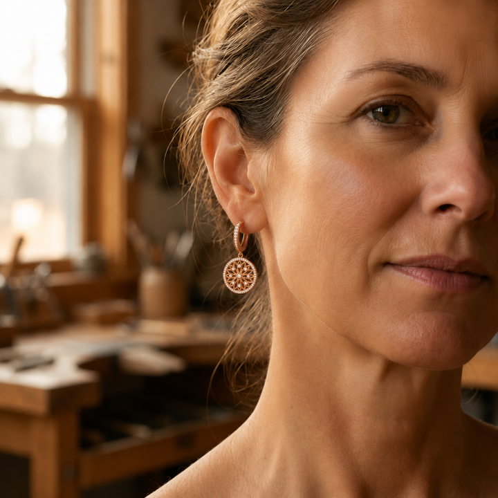 Pearl Mandala Copper Earrings