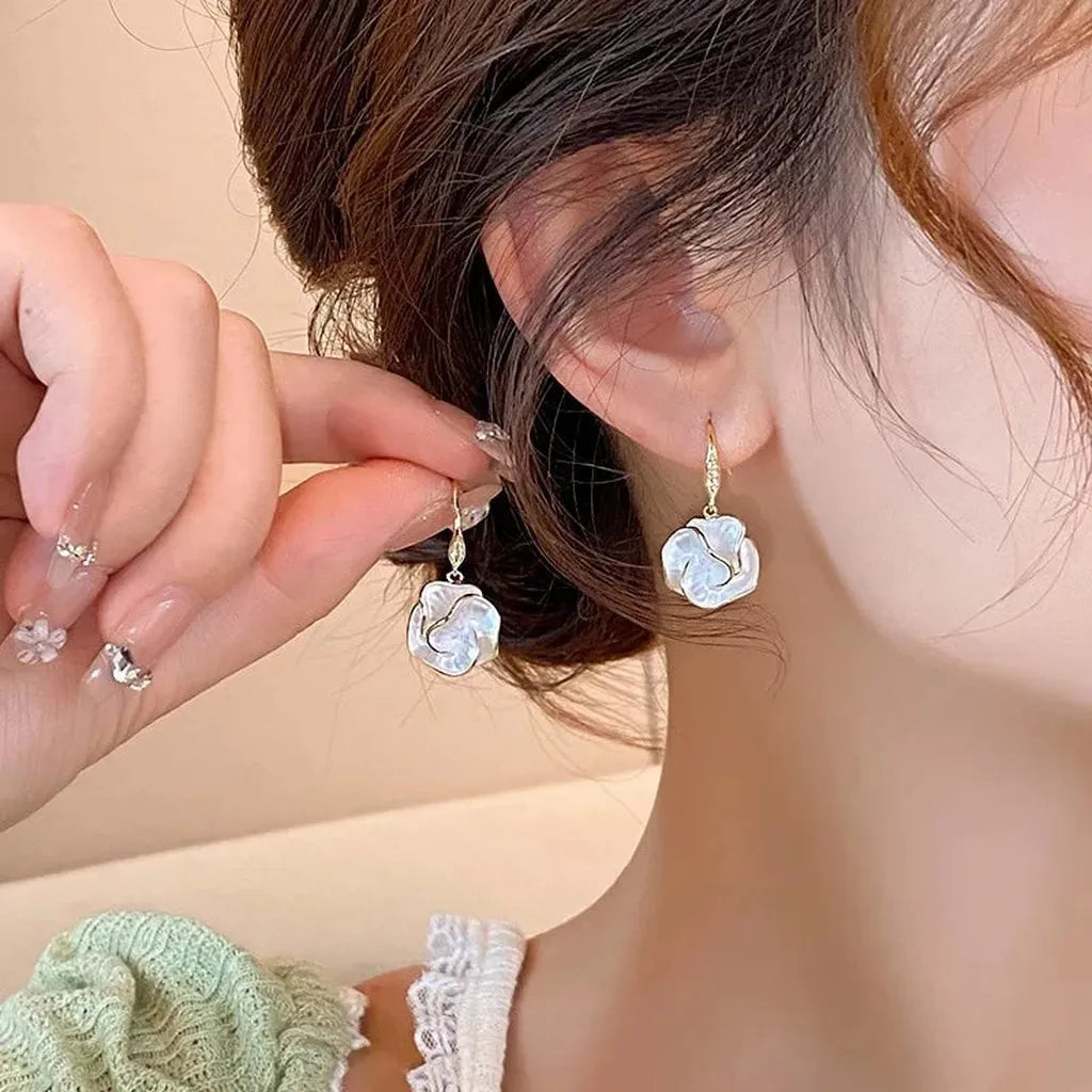 White Spiral Earrings