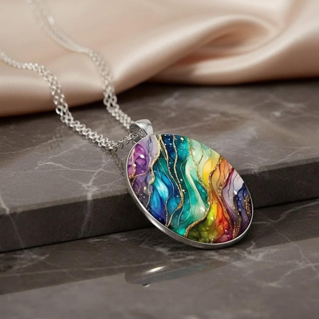 colourful Round Stone Necklace