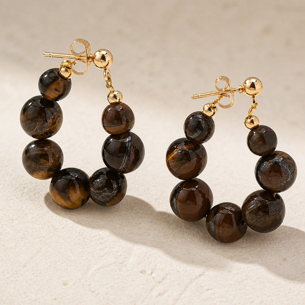 coloured Agate Bead Drop Earrings