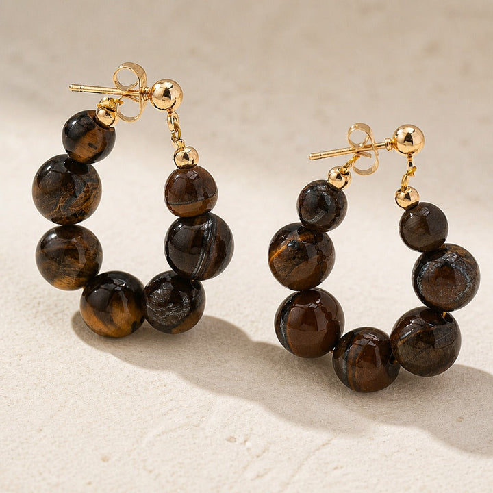 coloured Agate Bead Drop Earrings