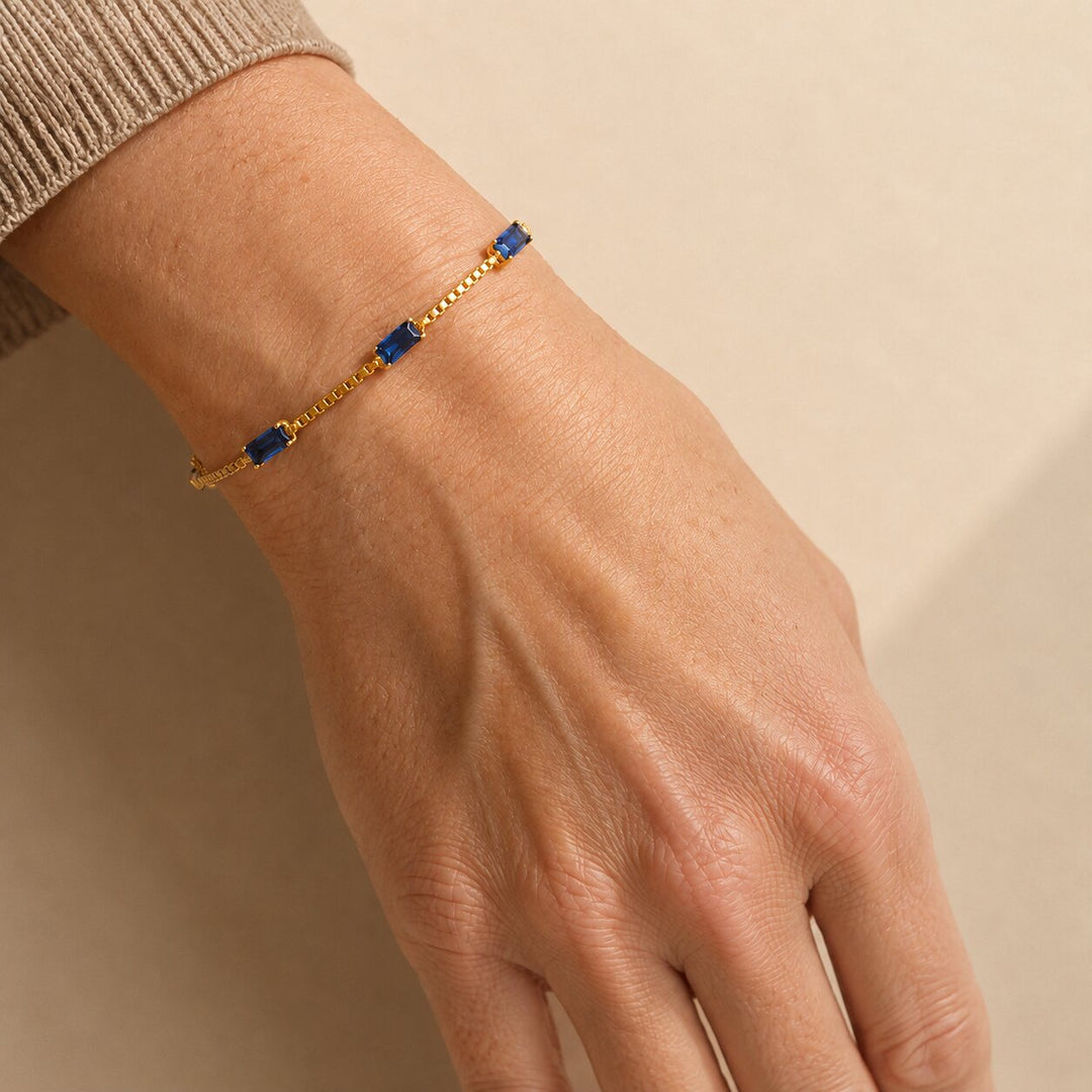 Cubic Zirconia Chain Gold Bracelet