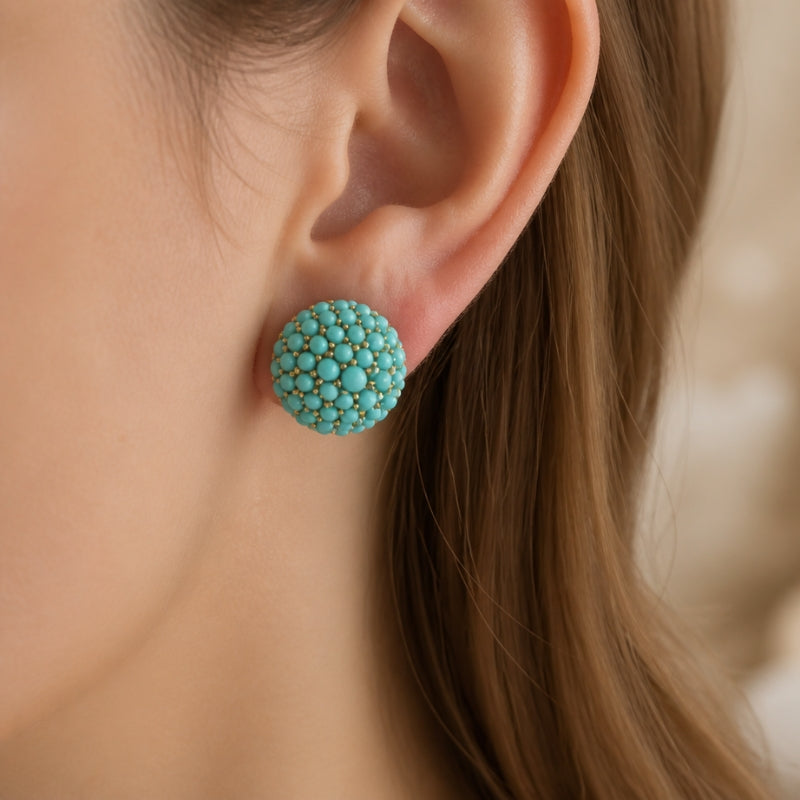 Elite Turquoise Flower Stud Earrings