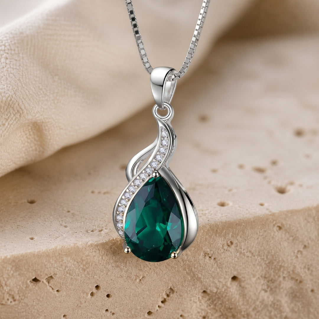 Emerald Teardrop Pendant Necklace