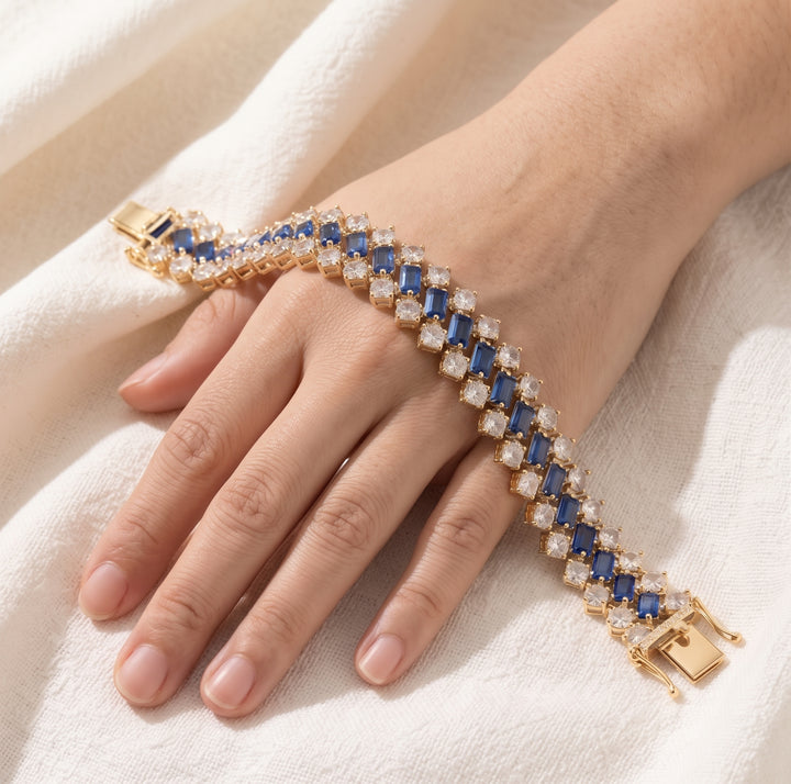 Geometric Sapphire Gold Bracelet