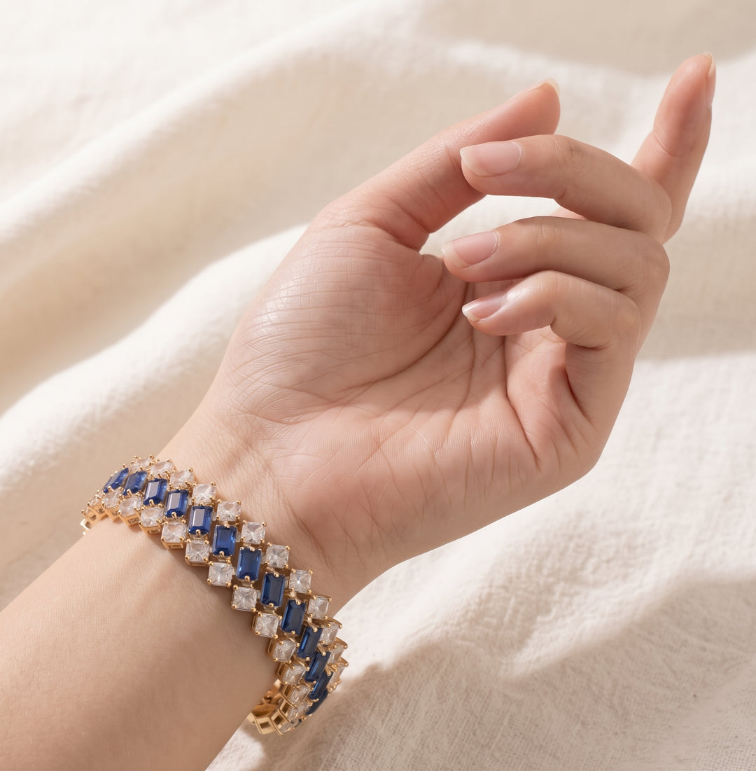 Geometric Sapphire Gold Bracelet