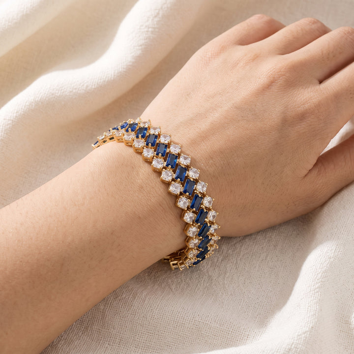 Geometric Sapphire Gold Bracelet