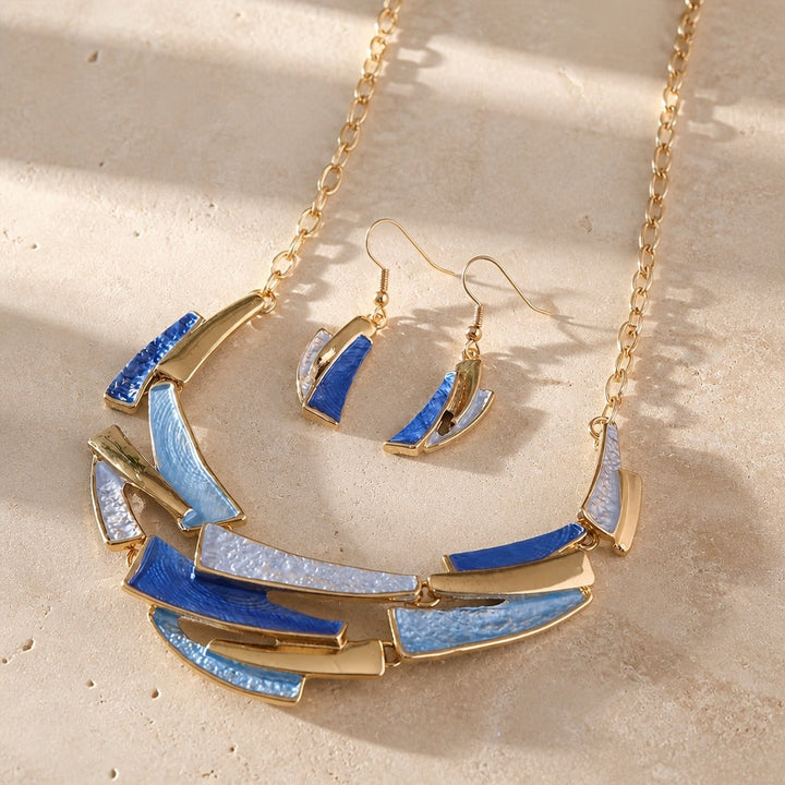 Geometric Link Necklace and Earrings Set