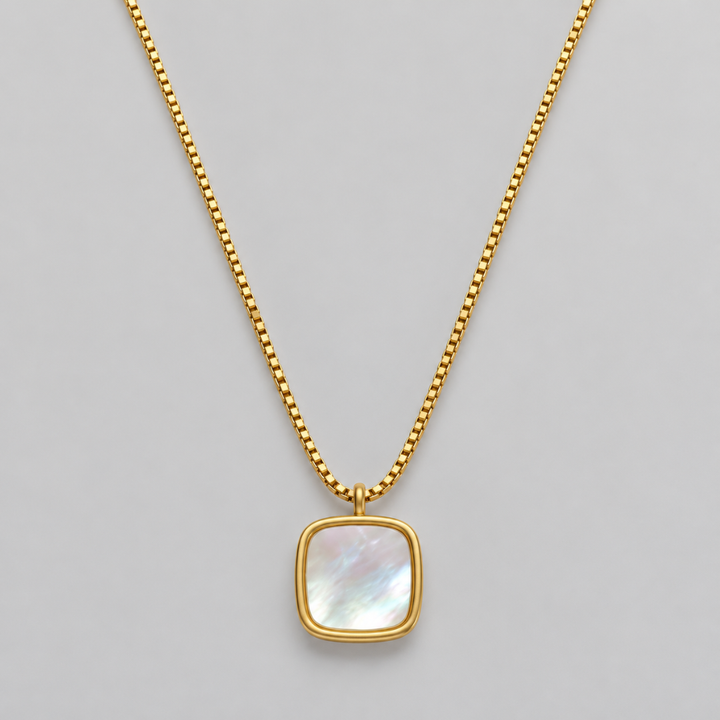 Gold Beaded Necklace with Opal Pendant