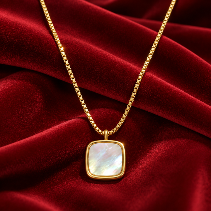 Gold Beaded Necklace with Opal Pendant