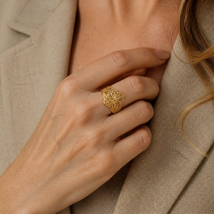 Gold Bloom Statement Ring