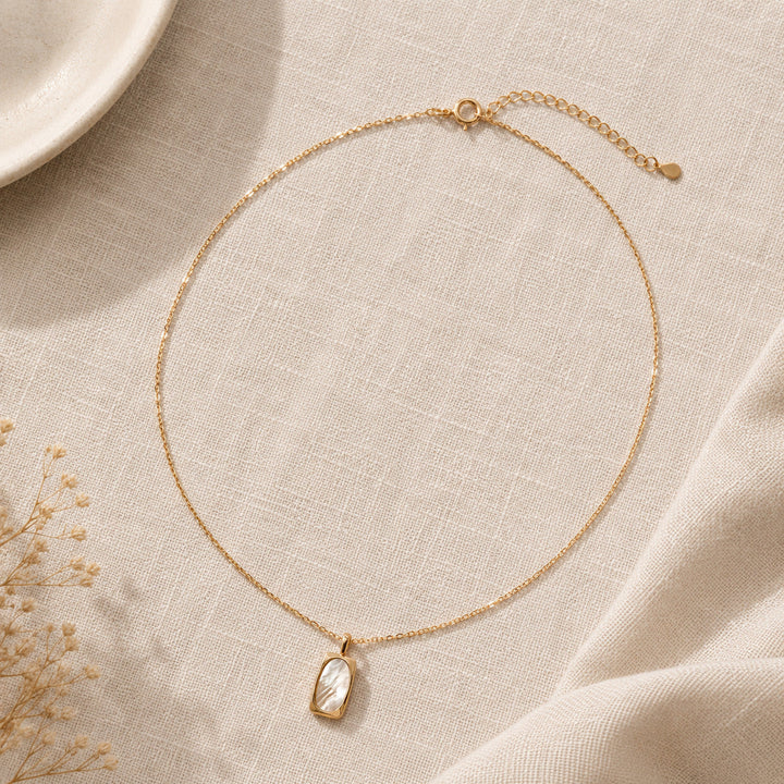 Gold Beaded Necklace with Opal Pendant