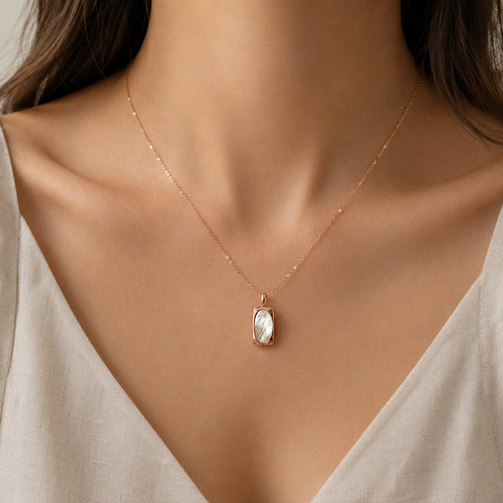Gold Beaded Necklace with Opal Pendant
