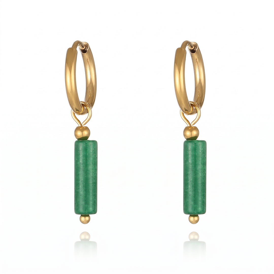 Gorgeous Dual Green Stone Drop Earrings