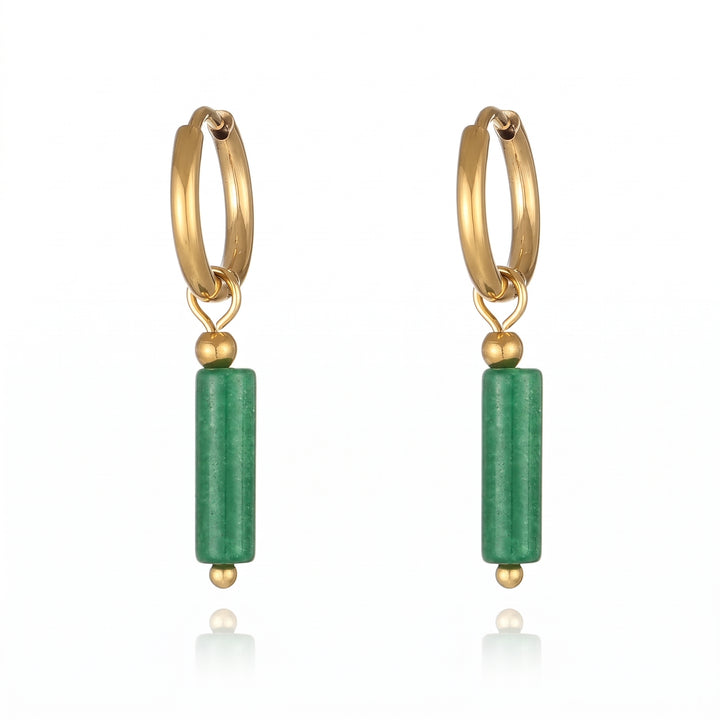Gorgeous Dual Green Stone Drop Earrings