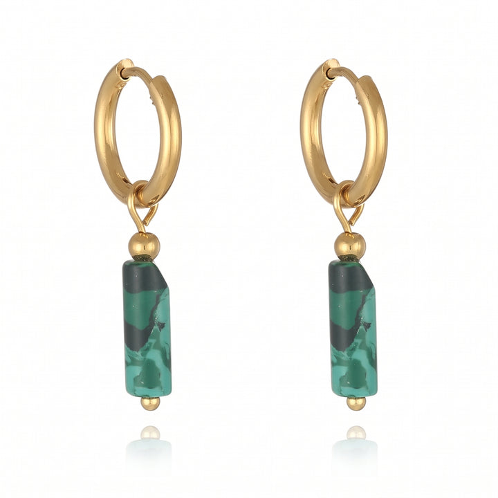 Gorgeous Dual Green Stone Drop Earrings