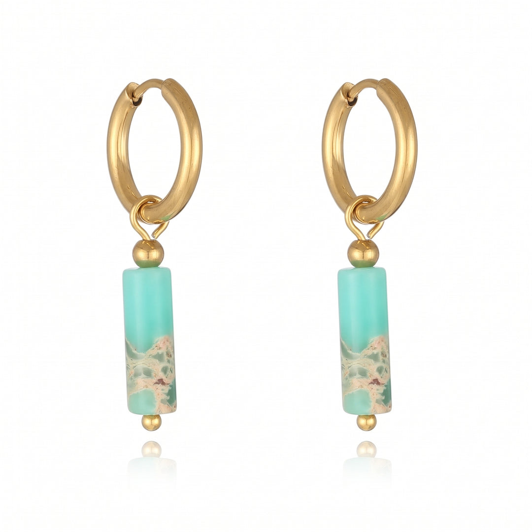 Gorgeous Dual Green Stone Drop Earrings
