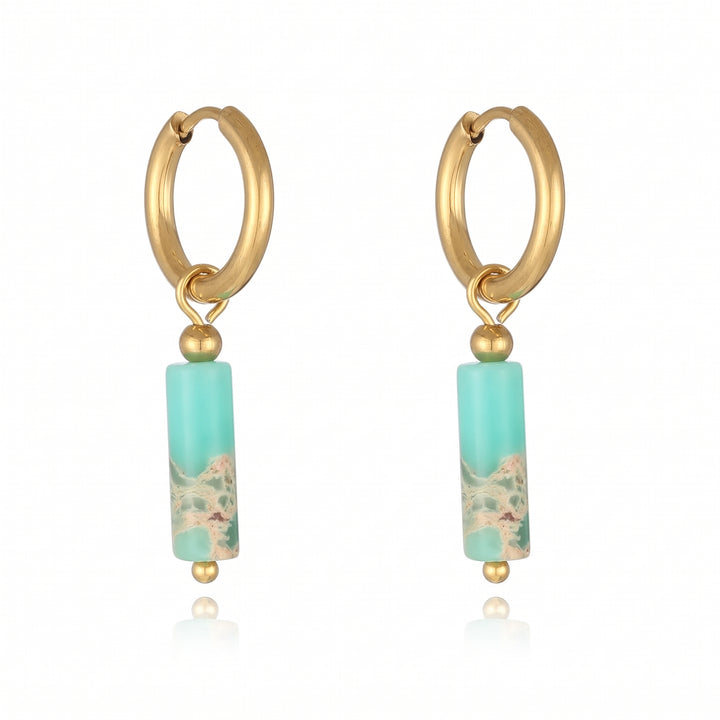 Gorgeous Dual Green Stone Drop Earrings