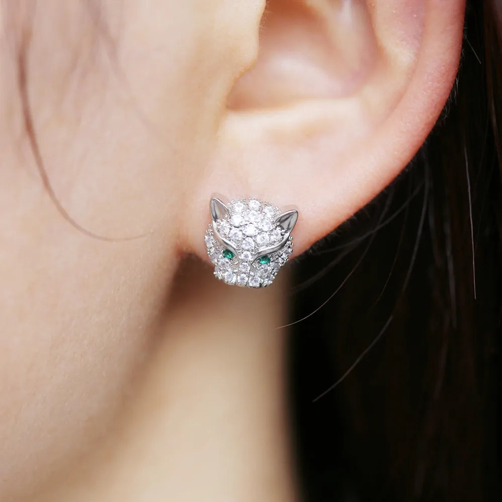 Delicate Leopard Head Earrings