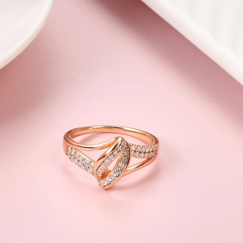 Zircon Rose Gold Cross Crystal Ring
