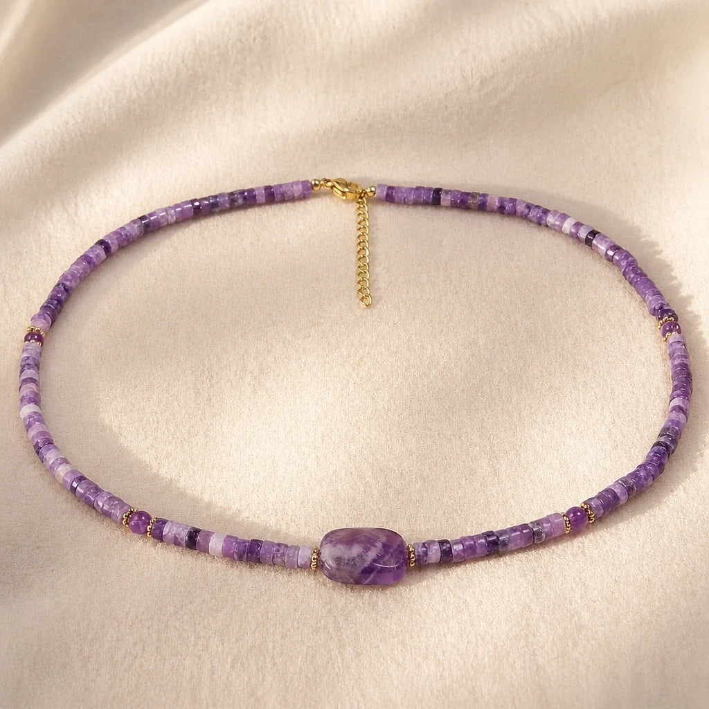 Handmade Beads Choker Amethyst Necklace