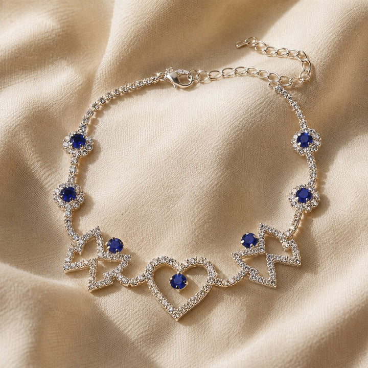 Heart and Butterfly Silver Anklet