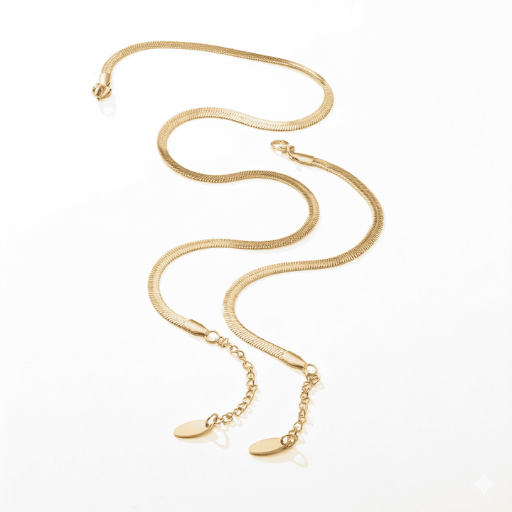 Gold Herringbone Chain Set