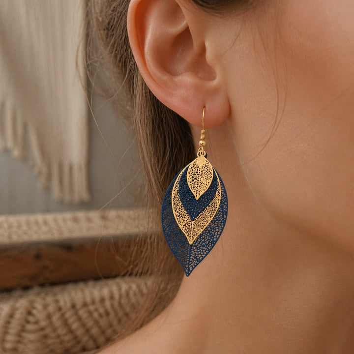 Hollow Layered Leaf Earrings