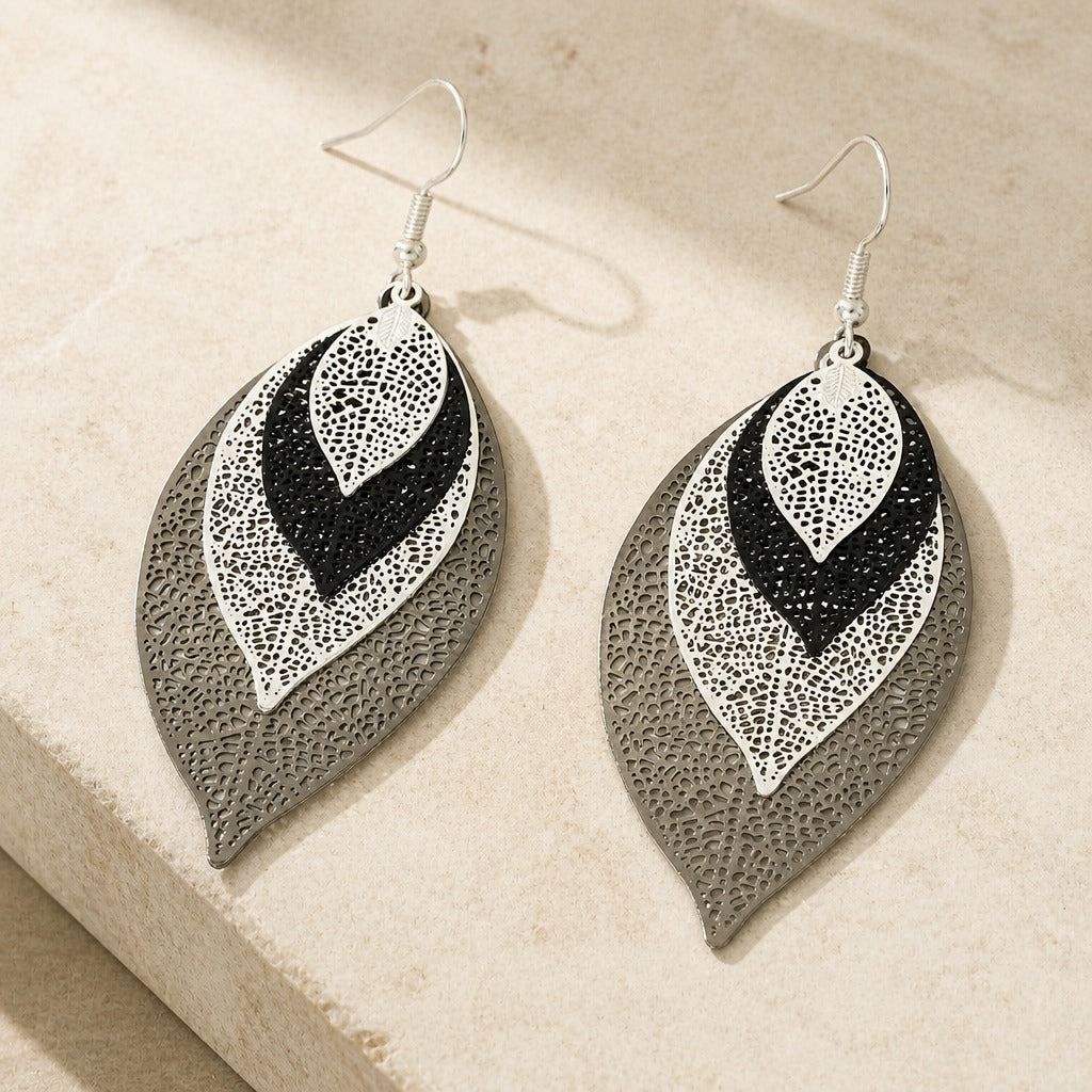 Hollow Layered Leaf Earrings