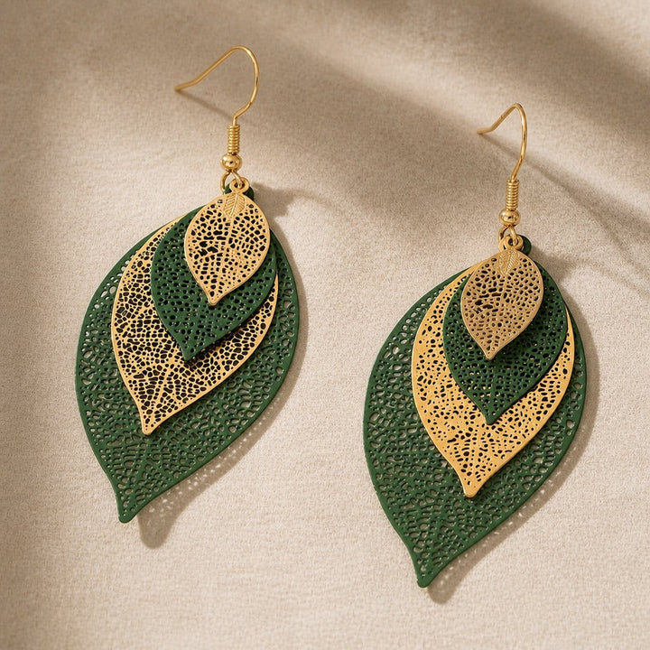 Hollow Layered Leaf Earrings