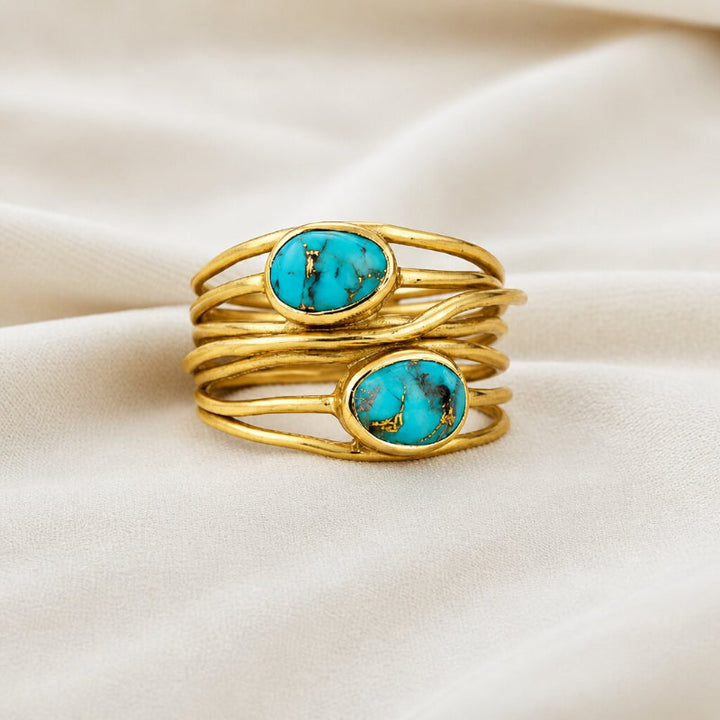 Gold Turquoise Wrap Ring