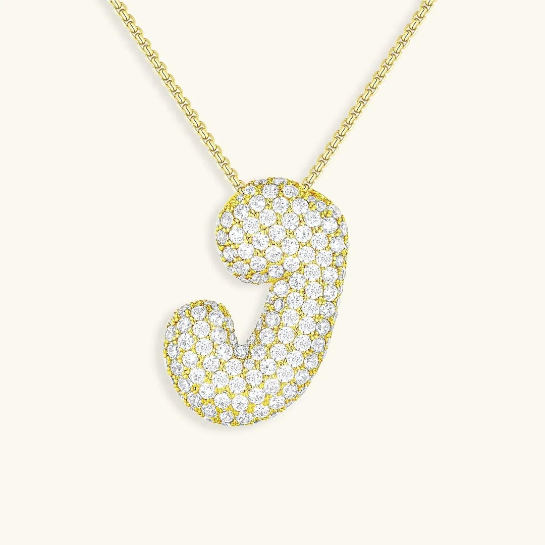 Bubble Initial Crystals Necklace
