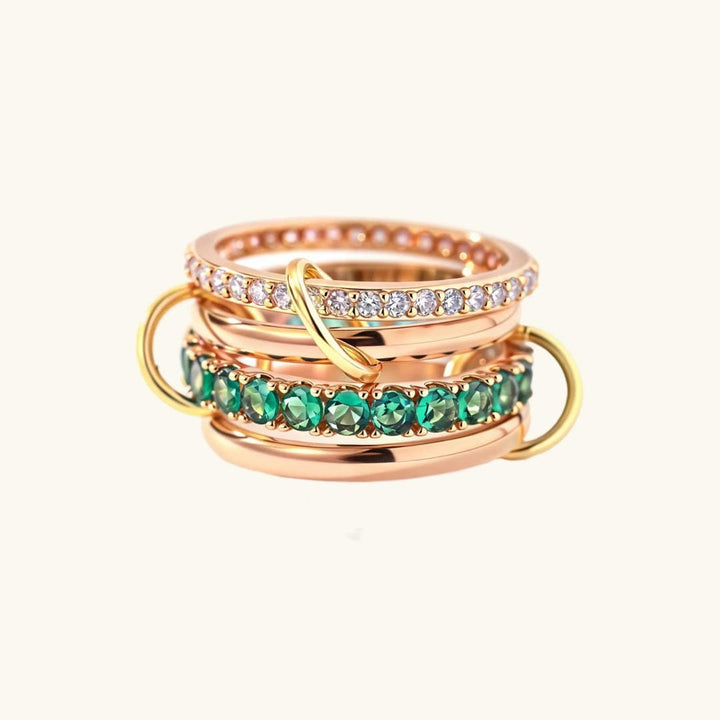 Glittering Crystals Stacked Rose Gold Ring