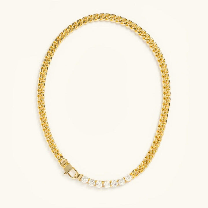 Dazzling Crystals Gold Link Necklace