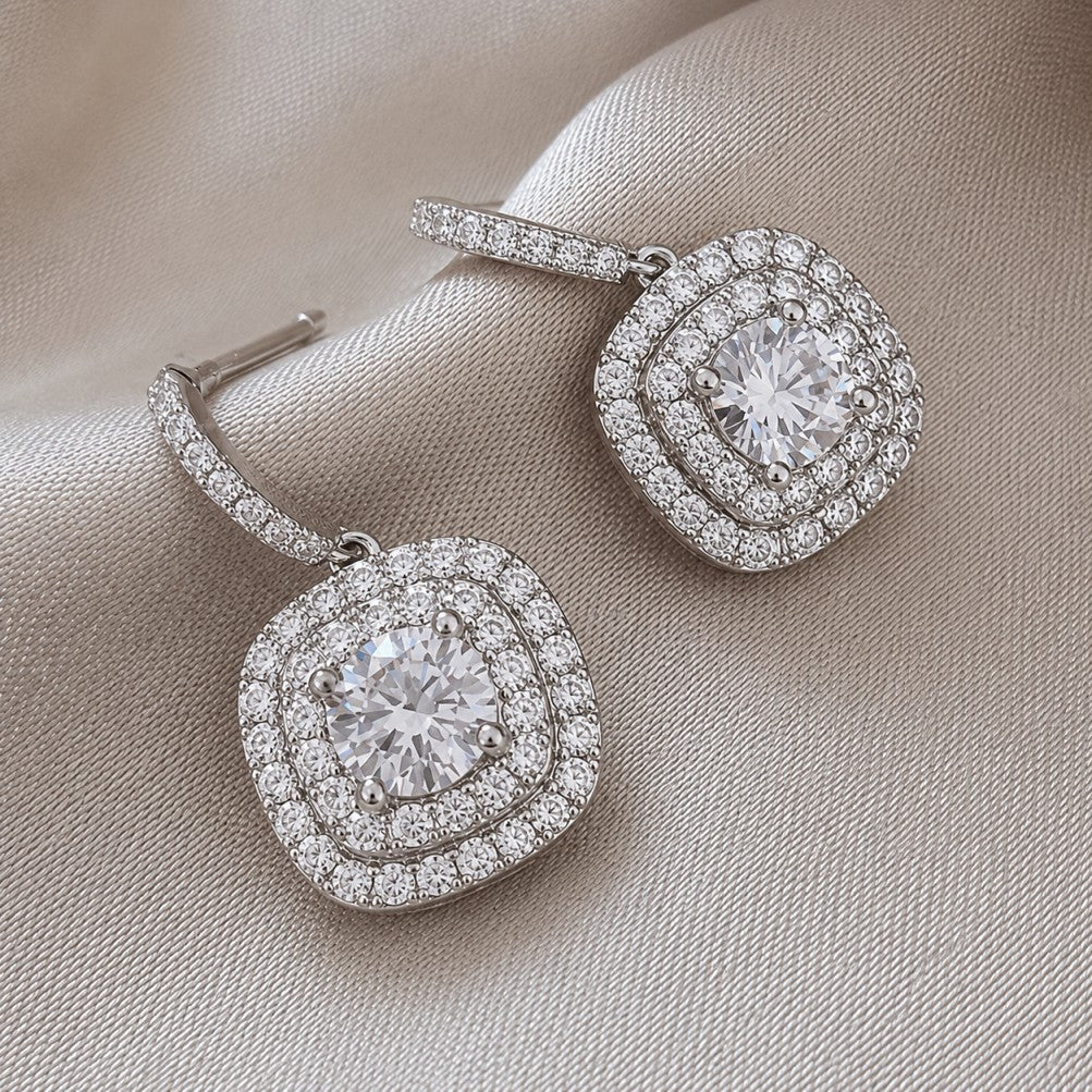 Elegant Pave Zirconia Drop Earrings