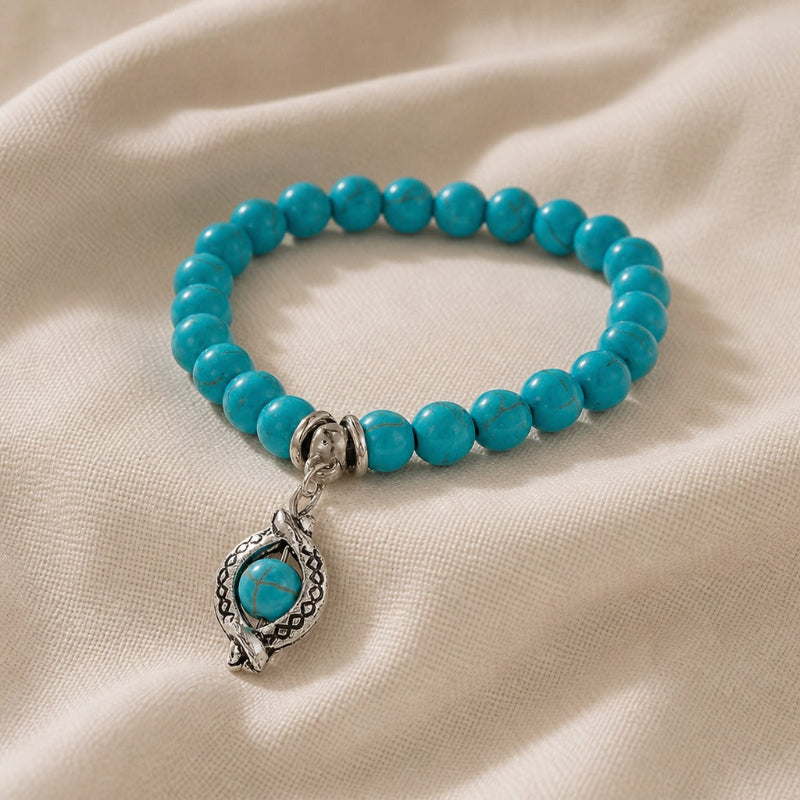 Lustrous Turquoise Bead Bracelet