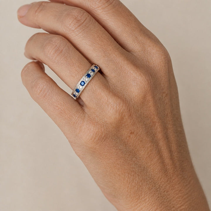 Minimalist Blue Zirconia Silver Ring