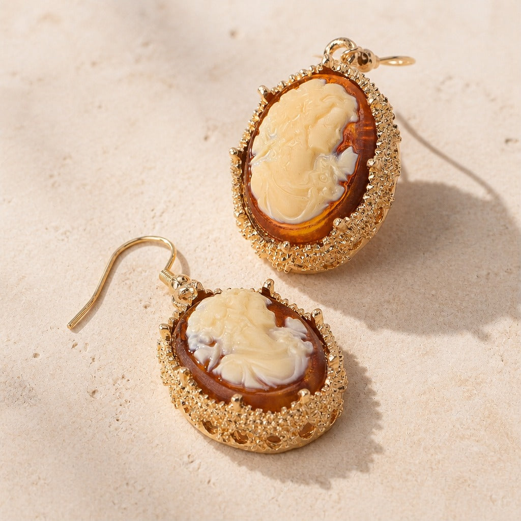Minimalist Embossed Cameo Earrings
