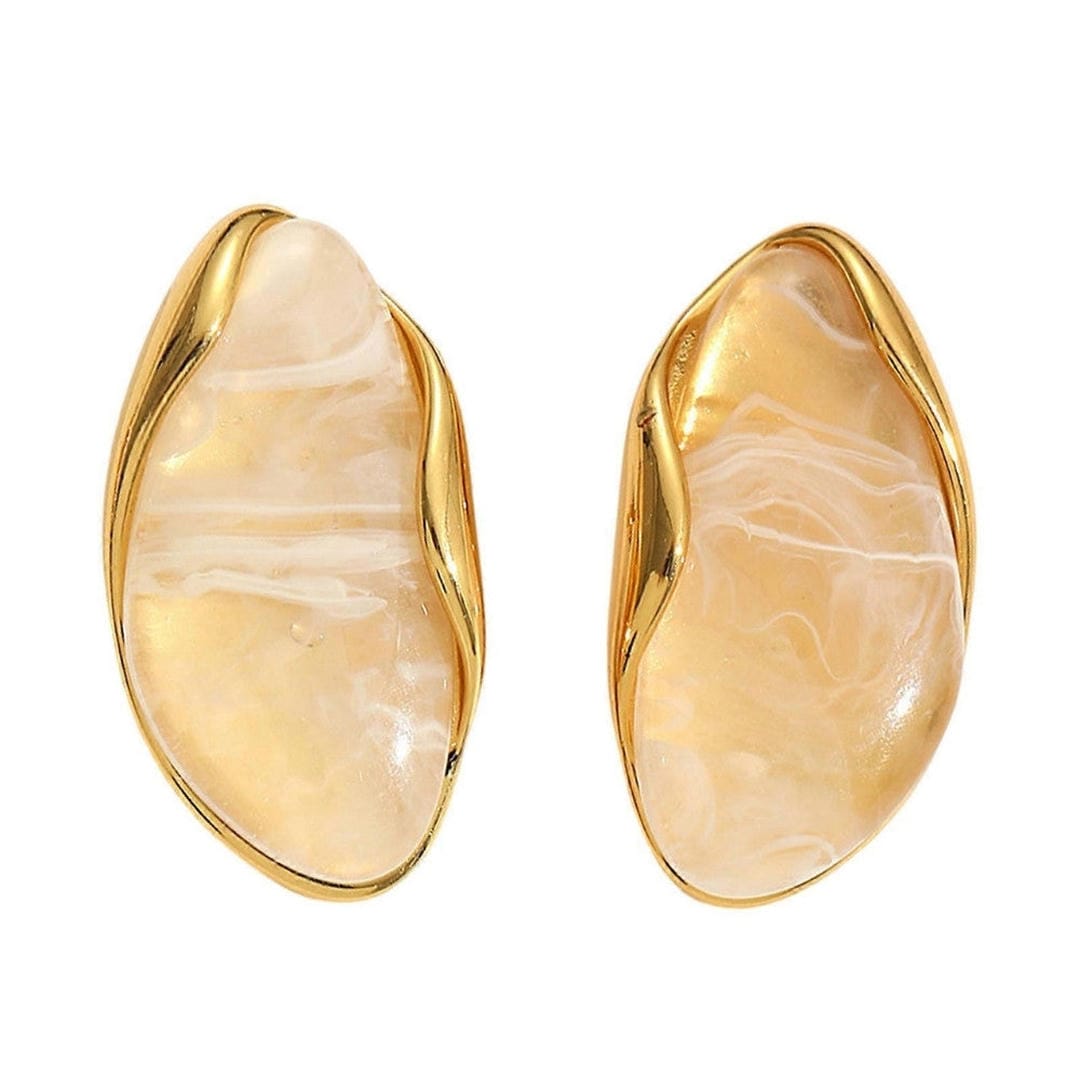 Multicolour Amber Resin Wood Earrings