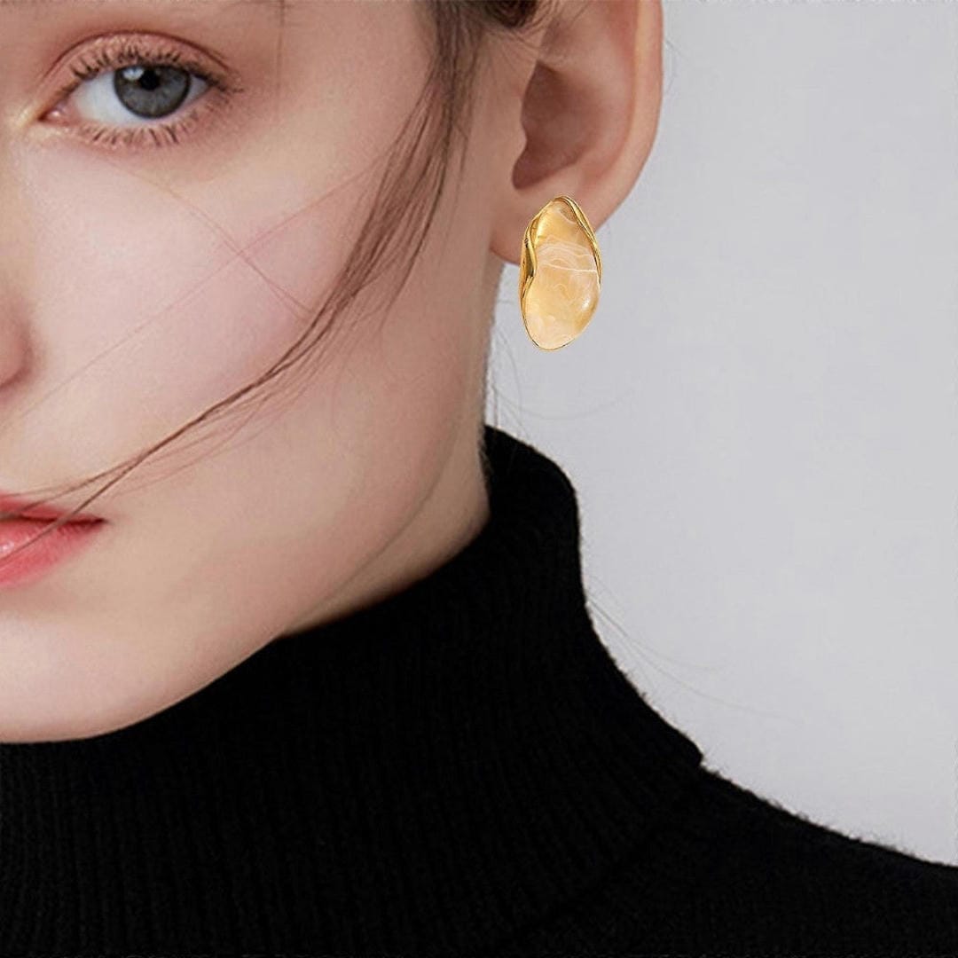 Multicolour Amber Resin Wood Earrings