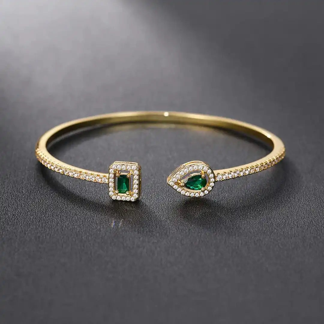 Elegant Emerald Open Cuff Bracelet