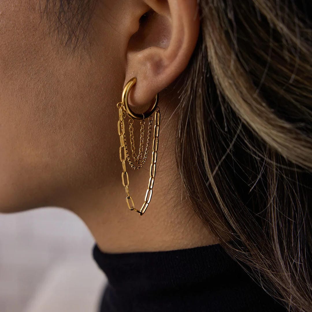 Gleaming Chain Hoop Earrings